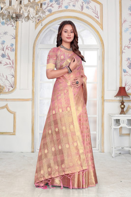 Aarunika SBT Solid/Plain Bollywood Organza Saree(Pink)