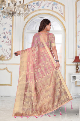 Aarunika SBT Solid/Plain Bollywood Organza Saree(Pink)