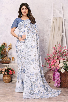 YASHIKA Dyed Daily Wear Georgette Saree(Grey)