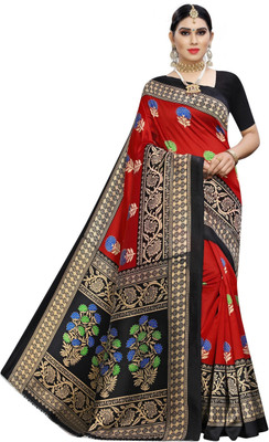 Saadhvi Digital Print Kalamkari Georgette Saree(Red)