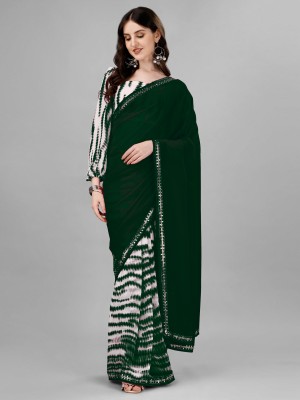 Glamour Hub Ombre Bollywood Georgette, Chiffon Saree(Dark Green)