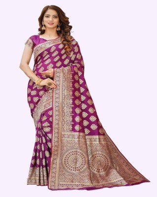 SWAMI STUDIO Woven Banarasi Jacquard Saree(Purple)