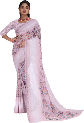HouseOfCommon Digital Print Bollywood Georgette Saree(Multicolor)