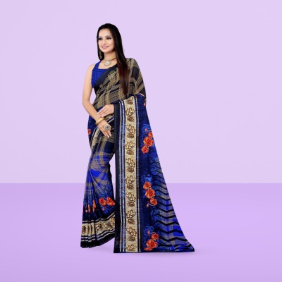 Leelavati Printed Daily Wear Georgette Saree(Dark Blue, Blue)