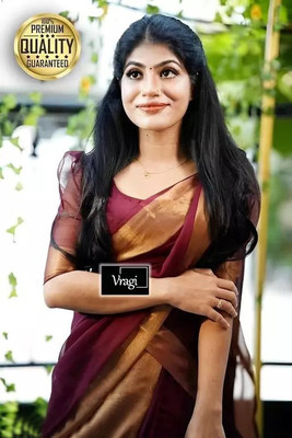 Online Bazaaar Embellished Bollywood Chiffon Saree(Maroon)