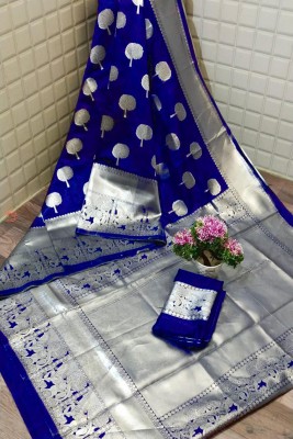 Pionex Woven Kanjivaram Pure Silk Saree(Blue)