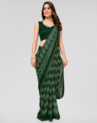 Nirvaan Embellished Bollywood Georgette Saree(Green)