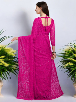 NEXA Self Design Bollywood Net Saree(Pink)