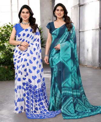 Moda Rapido Printed Bollywood Georgette Saree(Pack of 2, Multicolor)