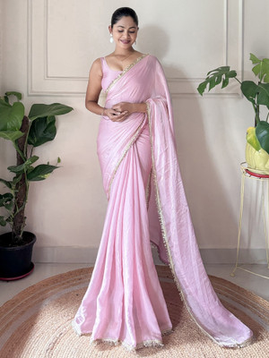 Sareemall Embellished Bollywood Tissue Saree(Pink)
