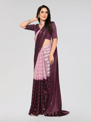 Moda Rapido Striped Daily Wear Satin Saree(Purple)