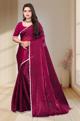 MAHAKALI CLOTHING Embellished Bollywood Silk Blend Saree(Pink)