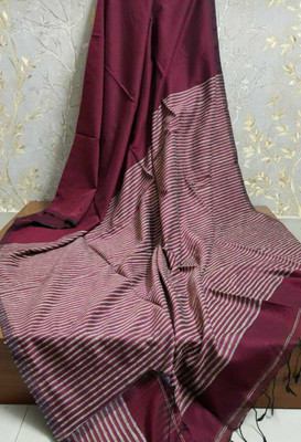 Parbati fashion Self Design Handloom Pure Cotton Saree(Magenta)