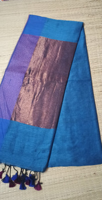 Sandhyatara Self Design Handloom Pure Cotton Saree(Light Blue)