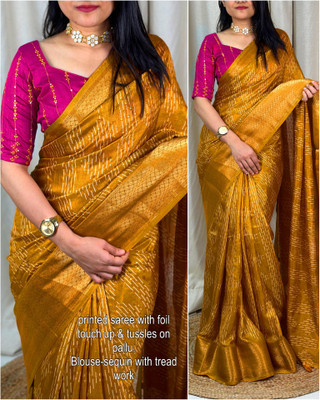 Dhanlaxmi CreationLLP Woven, Temple Border Daily Wear Crepe Saree(Mustard)
