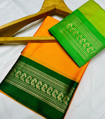 Paramparik Textile Woven Banarasi Cotton Silk, Jacquard Saree(Gold)