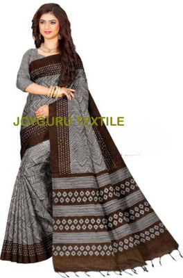 Joyguru Textile Printed, Self Design Sambalpuri Cotton Blend Saree(Grey)