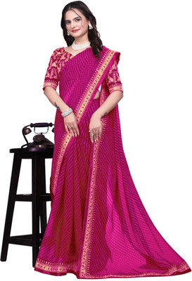 MAHARAJ SAREES Embroidered Bollywood Georgette Saree(Pink)