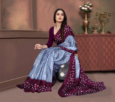 jihana fab Printed Kanjivaram Georgette, Silk Blend Saree(Grey)