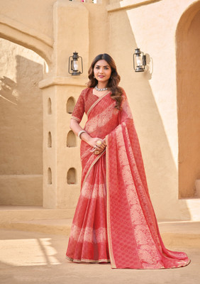 Laxmipati sarees Printed Bollywood Tissue Saree(Orange)