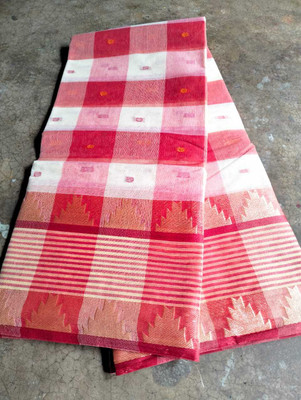 Aishani tant saree ghar Self Design Tant Pure Cotton Saree(White)