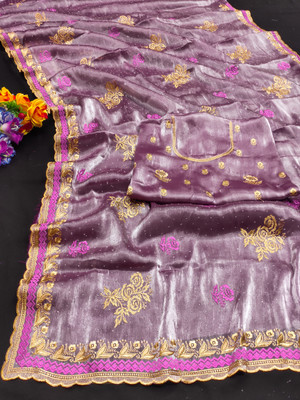 Keshav Creation Embroidered Bollywood Jimmy choo Saree(Purple)