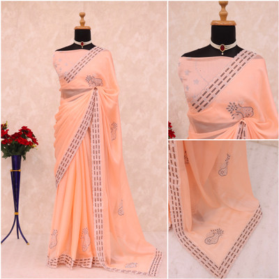 JENNYFEB Embellished Bollywood Pure Silk Saree(Pink)