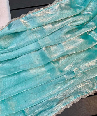 zili Self Design Bollywood Silk Blend Saree(Light Blue)