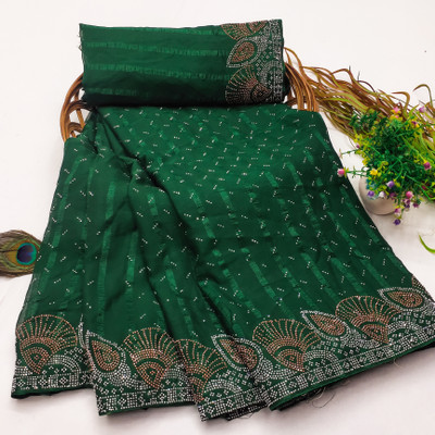 SOJITRA IMPEX Embellished Banarasi Chiffon Saree(Blue)