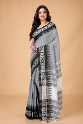 ADbutiq Woven Handloom Pure Cotton, Art Silk Saree(Grey)