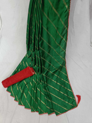Kalpana creation Self Design, Animal Print Leheria Silk Blend Saree(Dark Green)