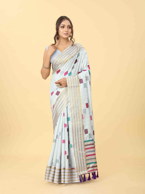 Divastri Digital Print Bollywood Art Silk Saree(White)
