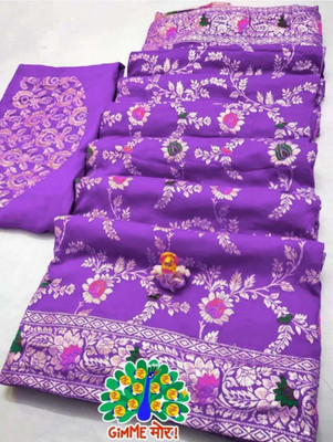 Homigoz Woven Banarasi Pure Silk Saree(Magenta)