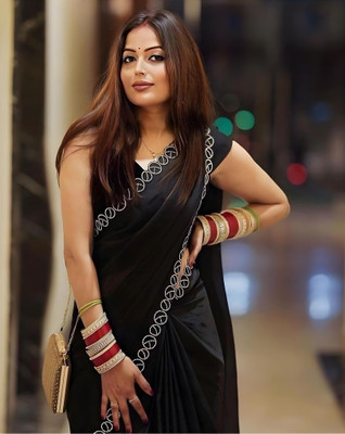 Labheshwari Embellished Bollywood Georgette Saree(Black)