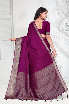 Aarunika fashion Solid/Plain Bollywood Pure Silk Saree(Magenta)
