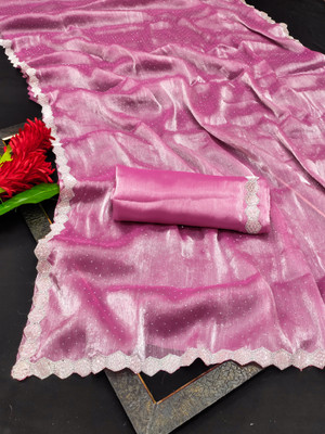 XOOM LADY Embellished Bollywood Satin Saree(Pink)