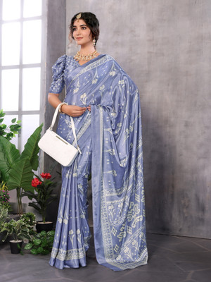 YASHIKA Printed Bollywood Tussar Silk Saree(Grey)