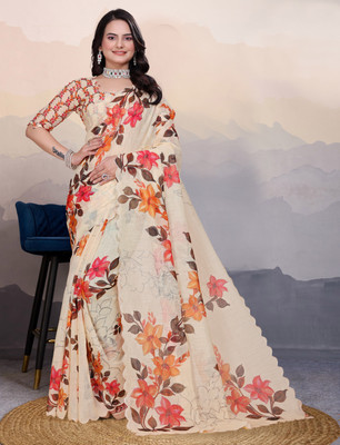 Divastri Embellished Arani Pattu Art Silk Saree(Cream)
