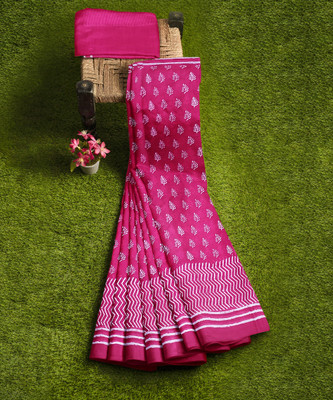 Pinkcity Trade World Printed, Color Block, Blocked Printed Daily Wear Pure Cotton Saree(Red)