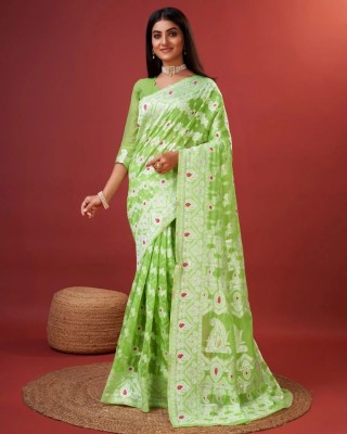 SetuMaalik Self Design Banarasi Cotton Silk Saree(Green)
