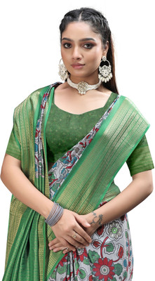 Rashmiwala Printed Floral Crepe Saree(Green)