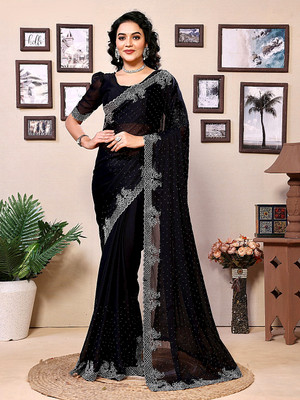 HEMLATA ENTERPRISE Embellished Daily Wear Art Silk Saree(Black)