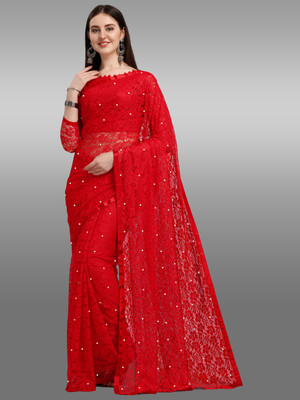 LOROFY Self Design Bollywood Net Saree(Multicolor)