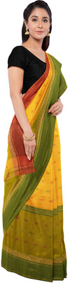 Ankita saree house Self Design Tant Pure Cotton Saree(Yellow)