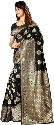 HouseOfCommon Self Design Kanjivaram Jacquard Saree(Black)