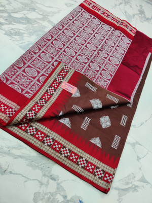 Sijileen Printed Sambalpuri Cotton Silk Saree(Multicolor)