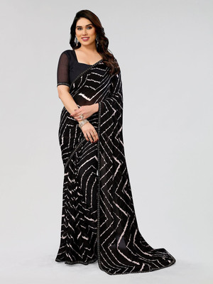Moda Rapido Printed Bollywood Georgette Saree(Black)