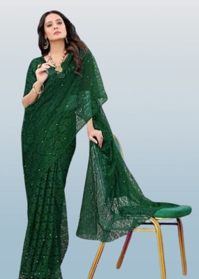 Fashion Nexa Dyed Bollywood Brasso Saree(Green)