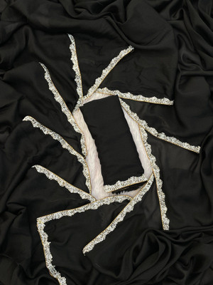 Elder Solid/Plain Bollywood Georgette Saree(Black)