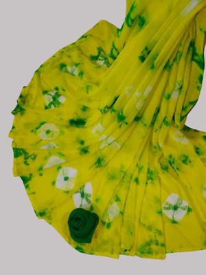 KAKADIYA CREATION Printed Bandhani Chiffon Saree(Green)